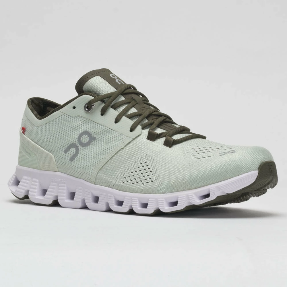 On Running On Cloud X Men's Aloe/White Running Shoes 7 On Running On Cloud X Men's Aloe/White Running Shoes