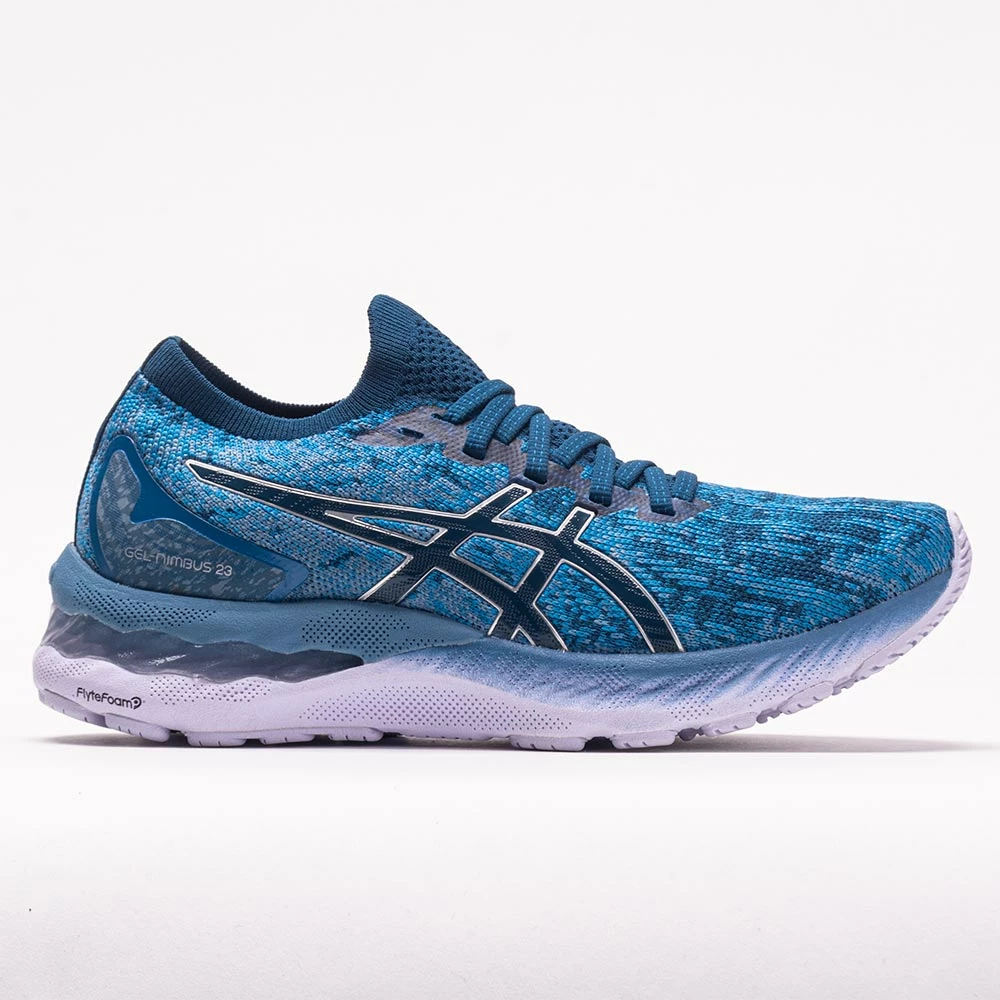 ASICS GEL-Nimbus 23 Knit Women's Gray Floss/Mako Blue Running Shoes 3 ASICS GEL-Nimbus 23 Knit Women's Gray Floss/Mako Blue Running Shoes
