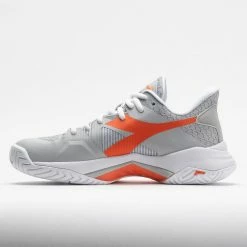 Diadora B.Icon AG Women's Silver/Vermillion Orange Tennis Shoes
