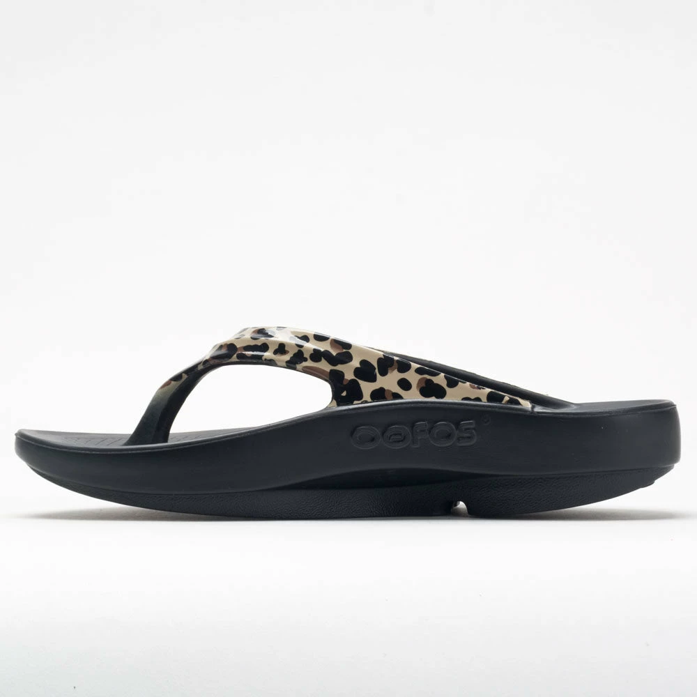 OOFOS OOlala Limited Women's Black/Leopard Sandals & Slides 5 OOFOS OOlala Limited Women's Black/Leopard Sandals & Slides