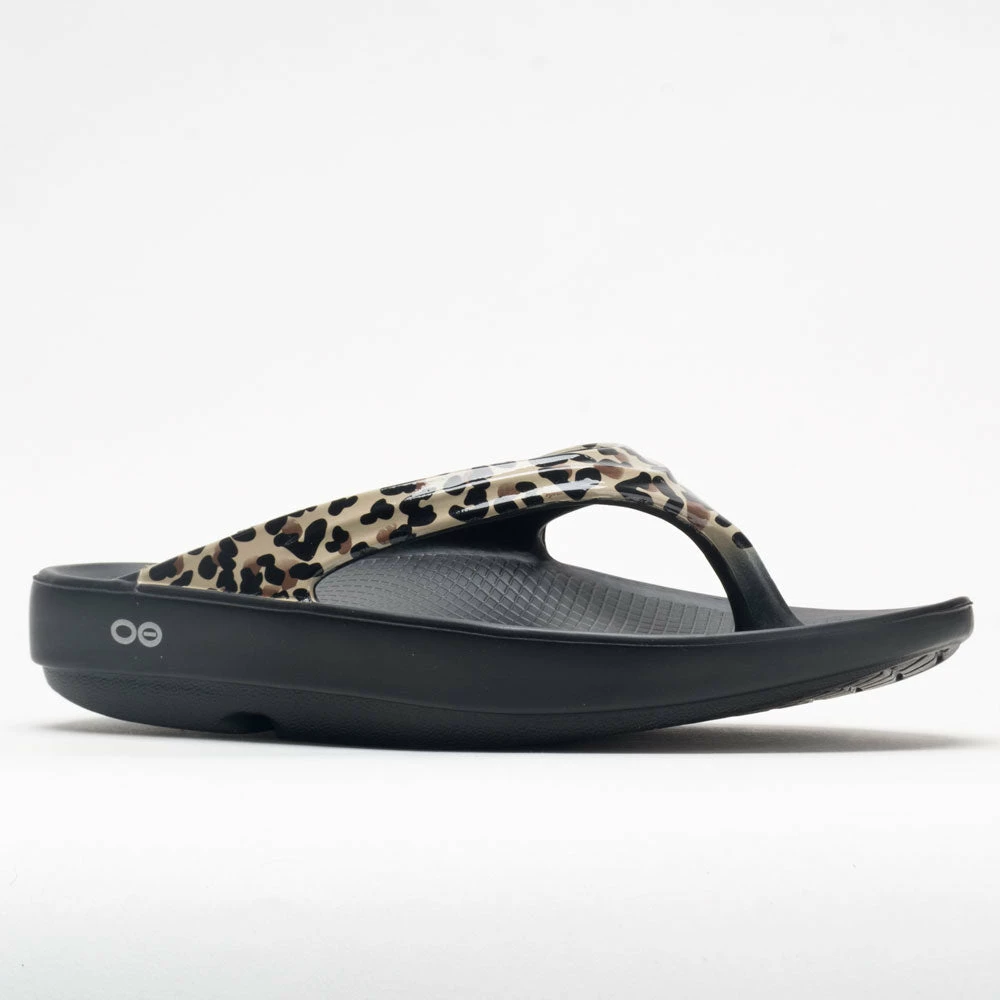 OOFOS OOlala Limited Women's Black/Leopard Sandals & Slides 7 OOFOS OOlala Limited Women's Black/Leopard Sandals & Slides
